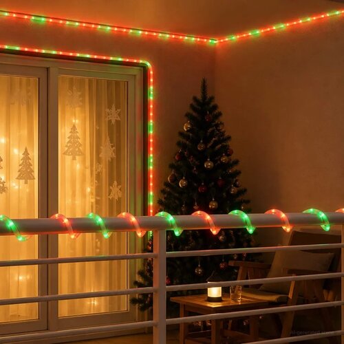  Božićno LED svjetlosno crijevo 120 LED lampica Crvena Zelena - Crvena i zelena 5 m Slike