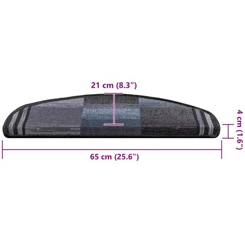  Otirači za stepenice samoljepljivi 10 kom 65x21x4 cm crno-sivi Slike