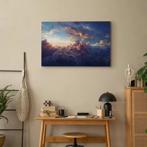  Slika - The Sun in Hiding: The Golden Face of the Sky Over a Cloudy Sea 120x80 Cene