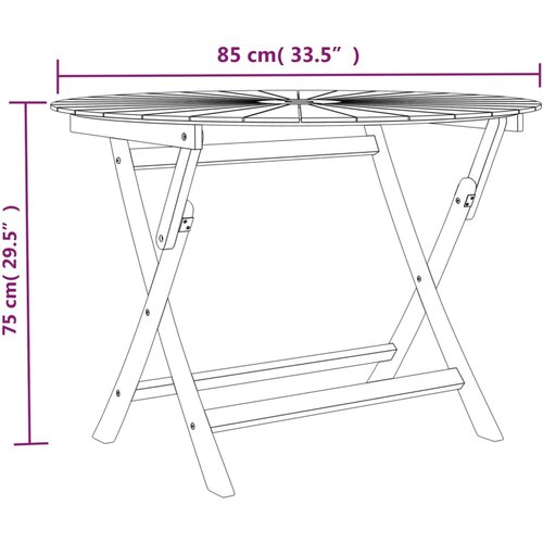  Sklopivi vrtni stol &amp;Oslash; 85 x 75 cm od masivne tikovine Slike
