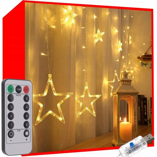 Malatec Novoletne lučke svetlobna zavesa 138 LED toplo bela 8 funkcij USB zvezdice, (20825580) Cene