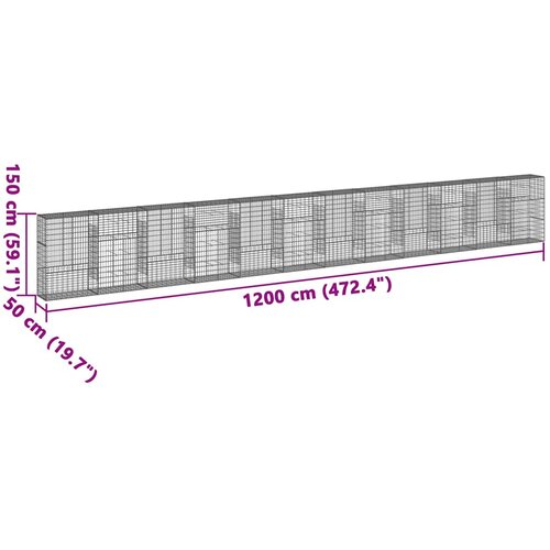  Gabionska ko&amp;scaron;ara s poklopcem 1200x50x150 cm pocinčano željezo Slike