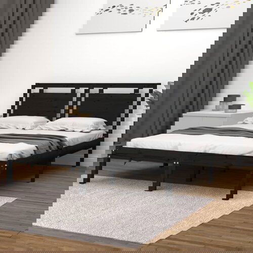 VidaXL Okvir za krevet od masivne borovine crni 200 x 200 cm Slike