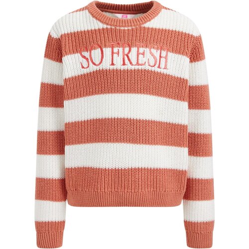 WE Fashion Pulover rjasto rjava / bela Slike