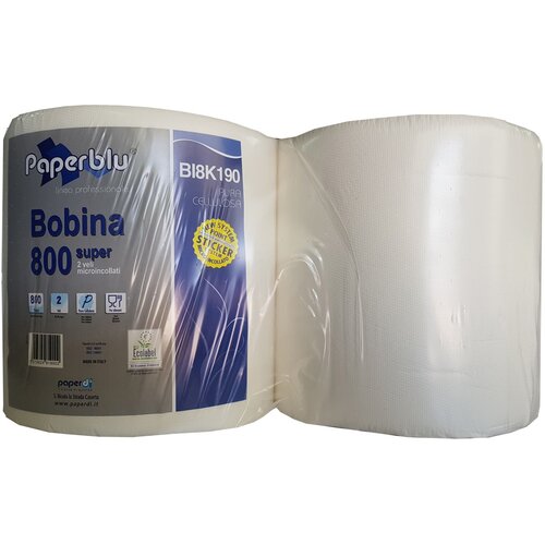 Paperblu Papirni ubrus Super Bobina 800, Dvoslojni, 2 rolne, Beli Slike