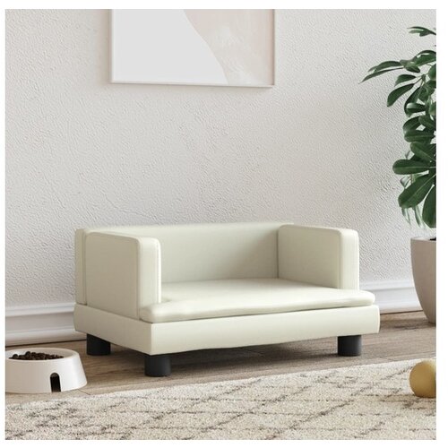 VidaXL Krevet za pse krem 60x40x30 cm od umjetne kože Slike