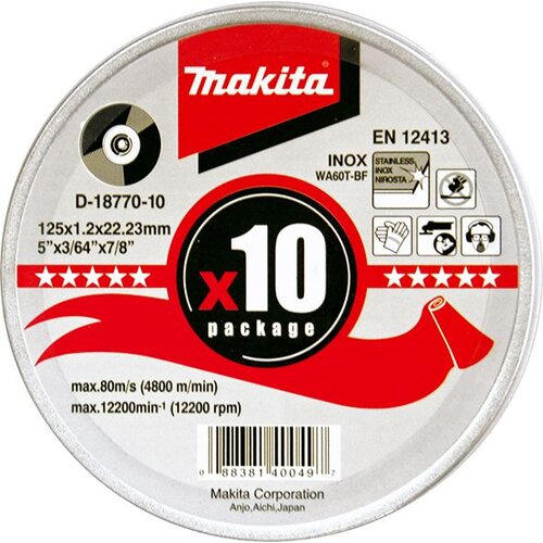 Makita rezalna plo&amp;scaron;ča v kov. &amp;scaron;katli,125X1.2X22.23 pk/10 kos, D-18770-10 Slike
