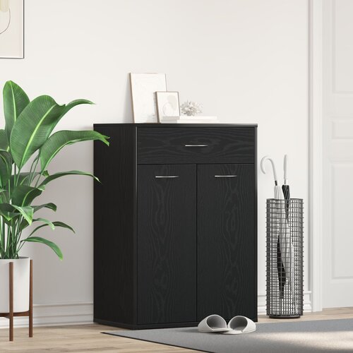 VidaXL Polica za cipele Crni hrast &amp;Scaron;perploča 60 x 35 x 84 cm Slike