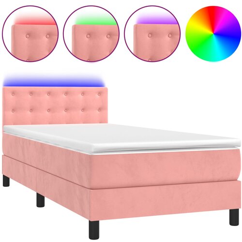 box spring s madracem LED ružičasti 90x200 cm bar&amp;scaron;unasti Slike