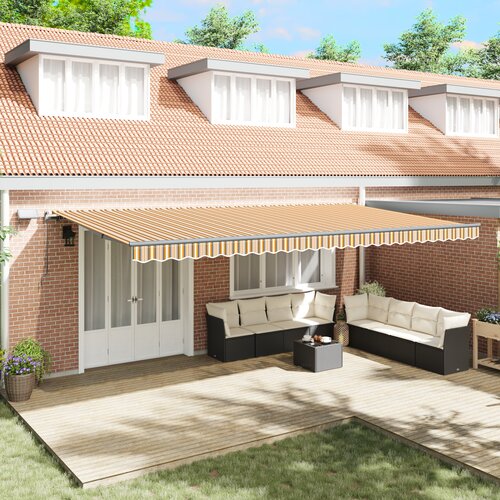 vidaXL Ročna retraktibilna tenda z LED večbarvnimi črtami 600x300 cm Cene