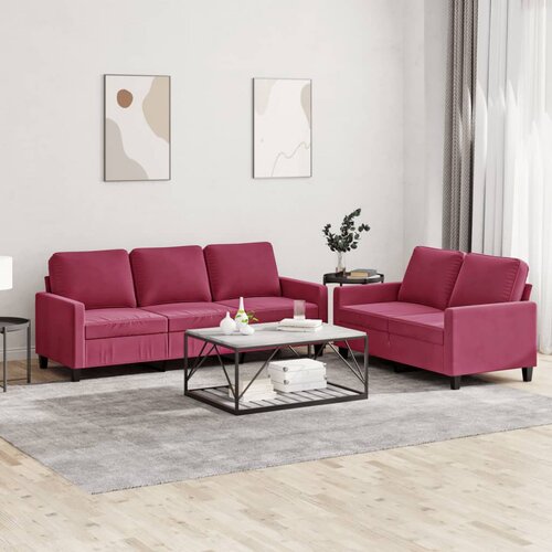  2-dijelni set sofa s jastucima crvena boja vina bar&scaron;unasti Cijene
