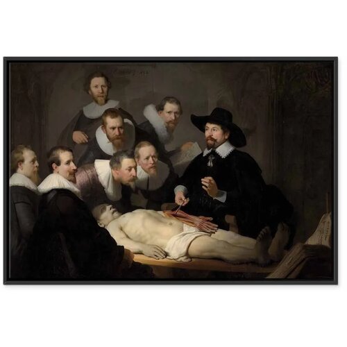 Slika - Rembrandt &amp;ndash; The Anatomy Lesson of Dr. Tulp 90x60 U crnom drvenom okviru Slike