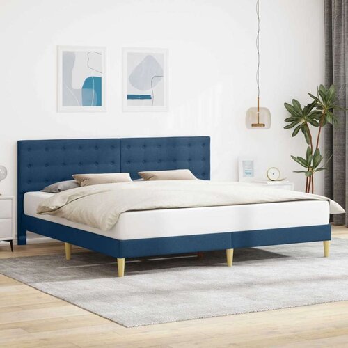  Okvir za krevet s uzglavljem Plava 200 x 200 cm Tkanina - Plava 200 x 200 cm Cijene