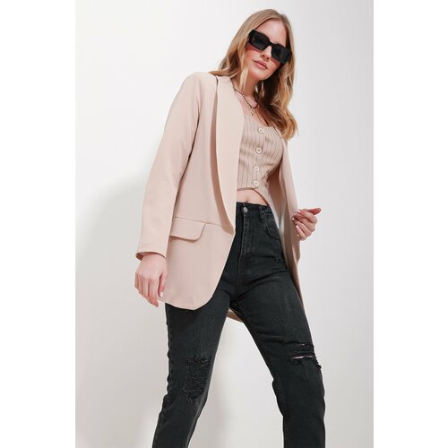 Trend Alaçatı Stili Women's Beige Shawl Inner Lined Jacket Slike
