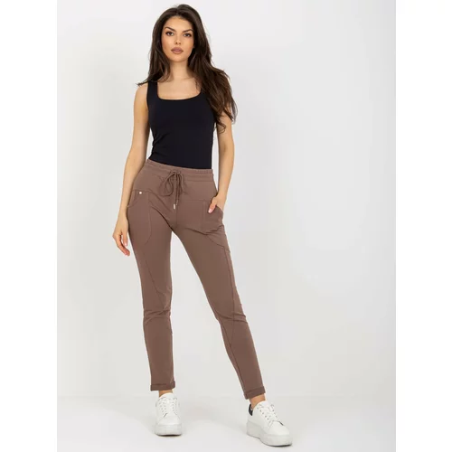 Fashion Hunters Brown women's sweatpants with straight legs