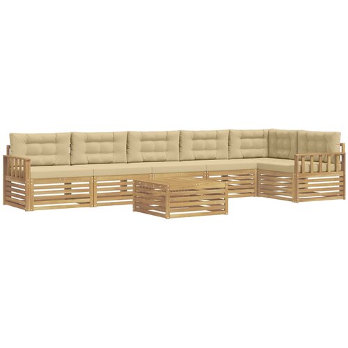 vidaXL Zunanja garnitura za sedenje z blazino 7 pcs Bela in bež, (5000269460) Cene