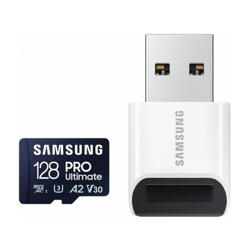 Samsung MicroSD 128GB, PRO Ultimate, SDXC, UHS-I U3 V30 A2, Read up to 200MB/s, Write up to 130 MB/s, for 4K and FullHD video recording, w/USB Card reader Cene