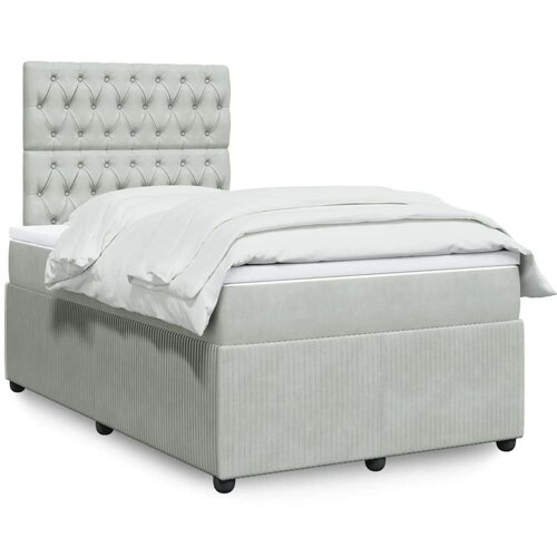 VidaXL Krevet s oprugama i madracem svjetlosivi 120x190 cm bar&amp;scaron;unasti Slike