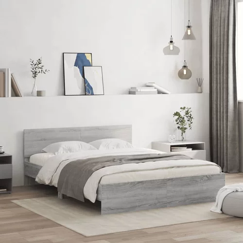  Okvir kreveta s uzglavljem siva boja hrasta 140 x 200 cm