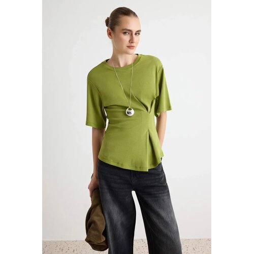 TRENDYOLMILLA Trendyol ženska majica Twoaw27Ts00006, maslinasta Cene