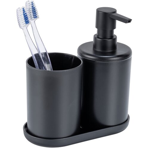 Allstar Crni plastičan set pribora za kupaonicu Fano – Cijene
