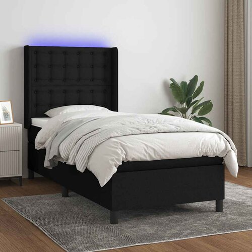  box spring s madracem LED crni 90x200 cm od tkanine Cene