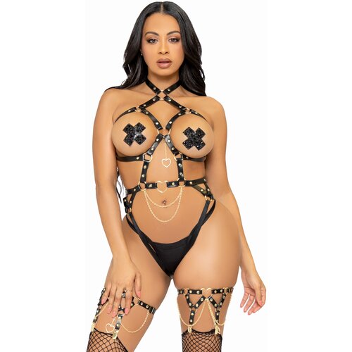 Leg Avenue Heart Ring Harness Teddy Black S Slike