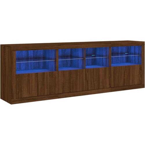 Maison Chic Komoda - Predalnik z LED lučkami rjav hrast 202x37x67 cm, (21722689) Cene