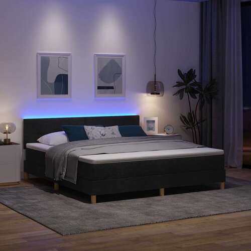  LED Box Spring Krevet s madracem Crna 180 x 200 cm tkanina Slike
