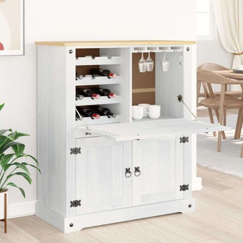  Ormar za vino Bijelo 97 x 45 x 114 cm Čvrsto borovo drvo - Bijelo Cijene