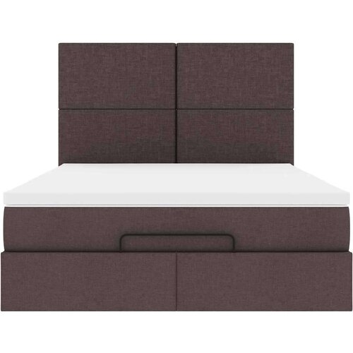  Otomanski krevet s madracem i LED tamnosmeđi 140x190 cm tkanine Slike