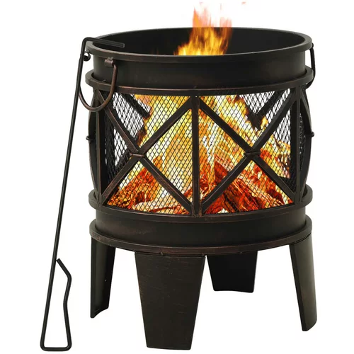 vidaXL Rustična posuda za vatru sa žaračem Φ 42 x 54 cm čelična
