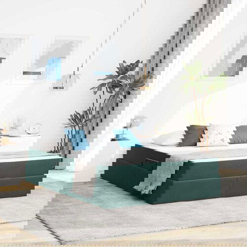 VidaXL Krevet s madracem i skladi&amp;scaron;tem Tamnozelena 140 x 200 cm Bar&amp;scaron;un Slike