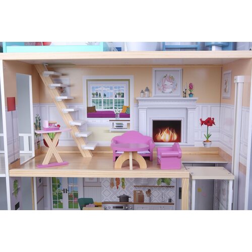 ECO TOYS Ecotoys XXL Kuća za lutke Maya s 28 komada namje&amp;scaron;taja Slike