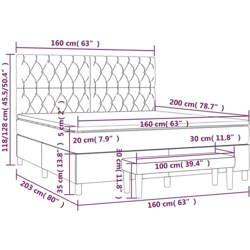  Krevet s oprugama i madracem tamnosivi 160x200 cm bar&amp;scaron;unasti Slike
