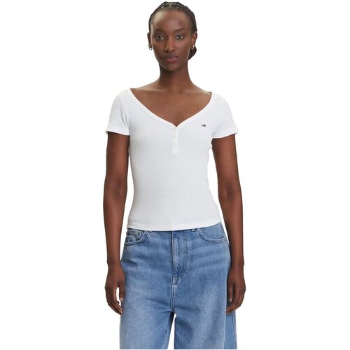 Tommy Jeans Majice s kratkimi rokavi DW0DW20902 Bela Slike
