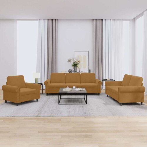  3-dijelni set sofa s jastucima smeđi bar&scaron;unasti Cijene