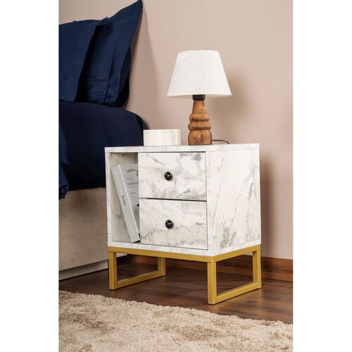 Hanah home Noćni ormarić Glimmer, 45,2 x 50 x 29,5 cm, Bež-zlatna Cijene