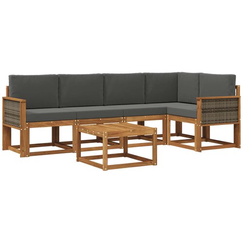 vidaXL Zunanja garnitura za sedenje 6 pcs Naravna in antracitna, (5000282691) Cene