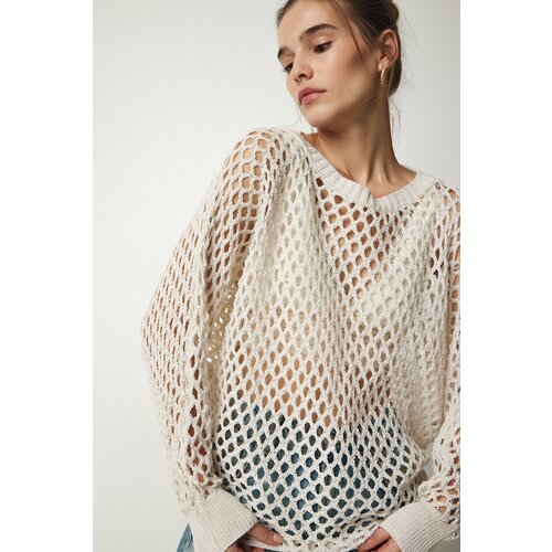 Happiness İstanbul Women's Cream Bat Sleeve Knitwear Sweater Slike