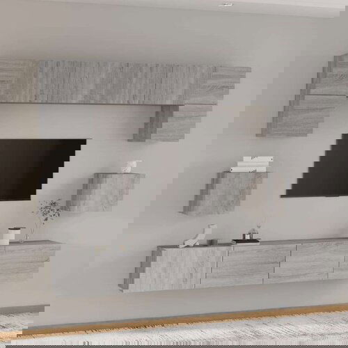  8-dijelni set TV ormarića sivog sonome konstruirano drvo Slike