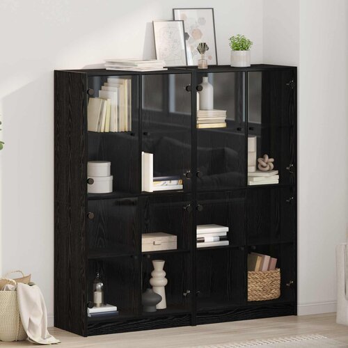  Highboard 2 pcs Crni hrast 68 x 37 x 142 cm Konstruirano drvo Cijene