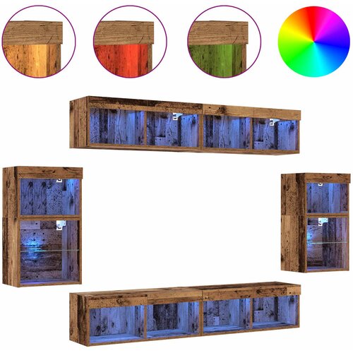  Set TV komoda S LED lampica 8 pcs Staro drvo Konstruirano drvo Slike