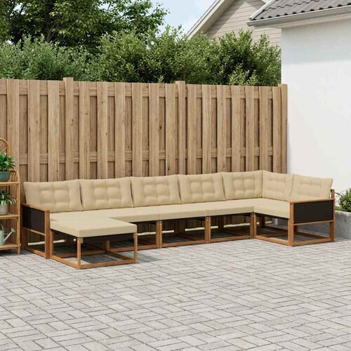  Set vanjskih sofa 7 kom. Prirodna i bež Čvrsto drvo akacije Cene