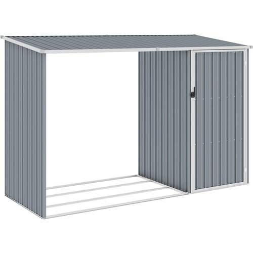VidaXL Vrtna lopa za drva siva 245x98x159 cm pocinkano jeklo Slike