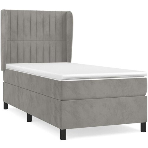 Box spring krevet s madracem svjetlosivi 90x190 cm bar&amp;scaron;unasti Slike