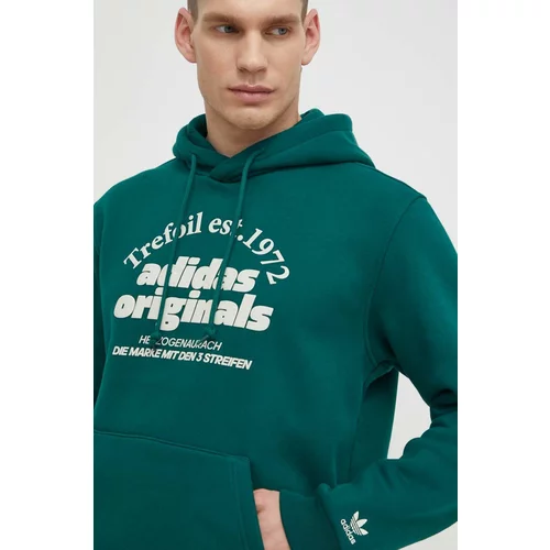 Adidas Dukserica za muškarce, boja: zelena, s kapuljačom, s tiskom