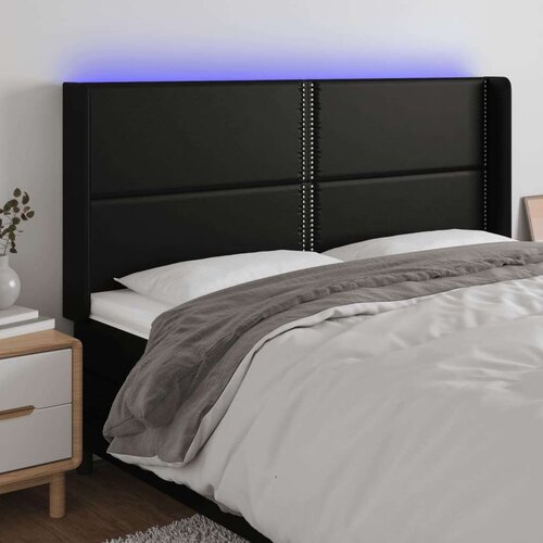  Uzglavlje crno 203 x 16 x 118/128 cm od umjetna koža Cijene
