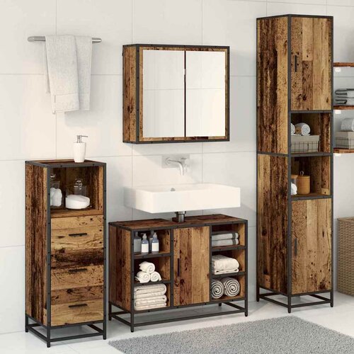  Set namje&amp;scaron;taja za kupaonicu 3 kom. Staro drvo Konstruirano drvo Smeđa 80 x 33 x 60 cm Slike