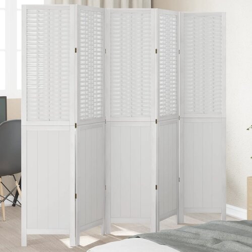  The Living Store Paravan 5-delni bel trden les pavlovnije - Pregrada Za Prostor, (21494127) Slike